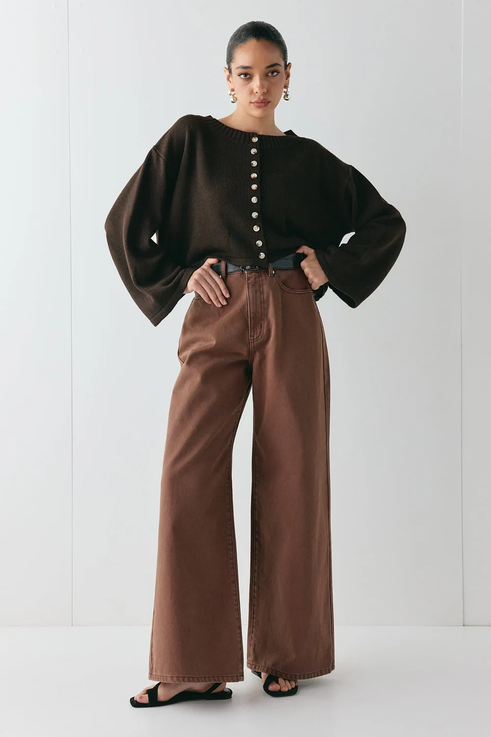 Tori Knit Cardigan Brown sold by Verge Girl product image thumbnail 4