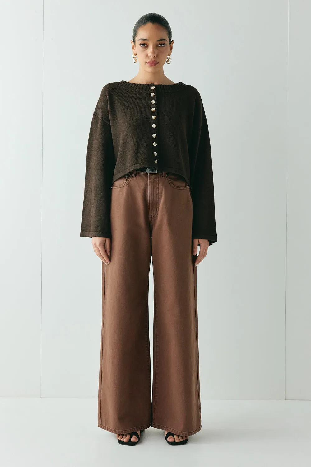 Tori Knit Cardigan Brown sold by Verge Girl