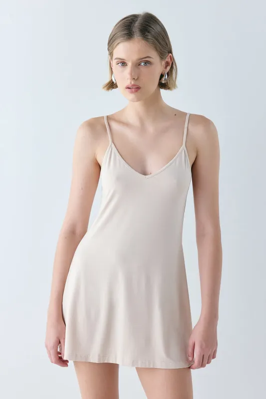 Carrie Mini Slip Dress Nude sold by Verge Girl