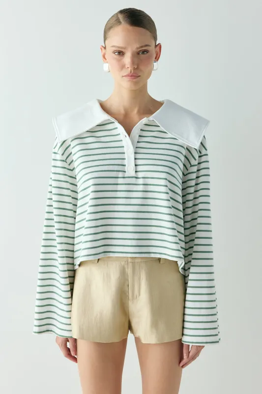 Julieta Polo Green Stripe sold by Verge Girl