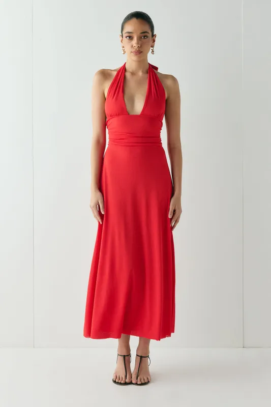 When In Italy Halter Midi Dress Red sold by Verge Girl