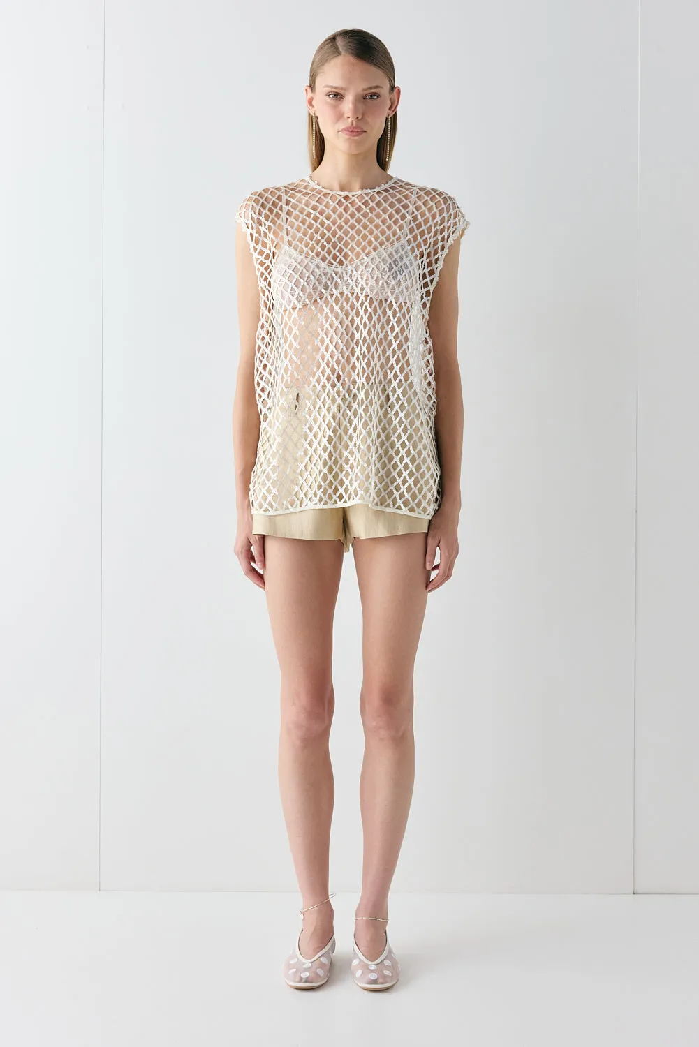 Velda Sequin Net Top Cream sold by Verge Girl product image thumbnail 2