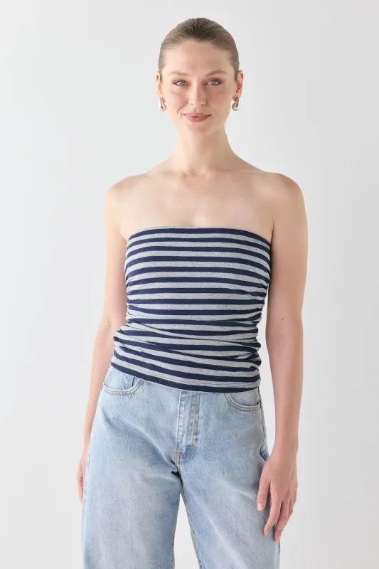 Dominique Top Navy Stripe made by Verge Girl