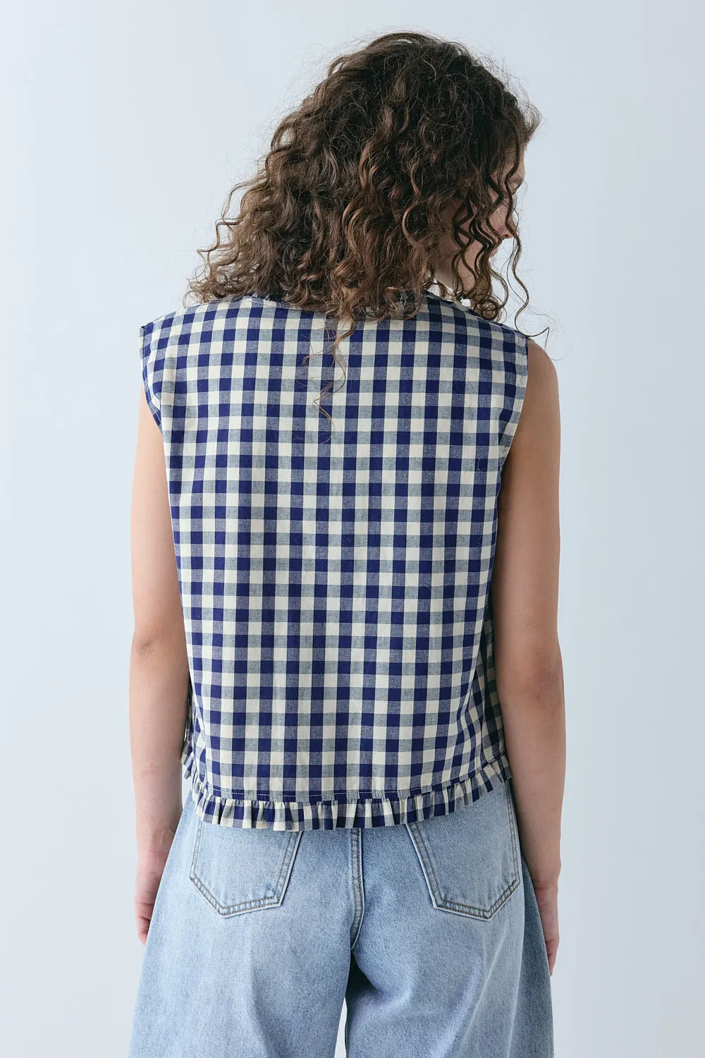 Phoebe Vest Top Navy Check sold by Verge Girl product image thumbnail 5