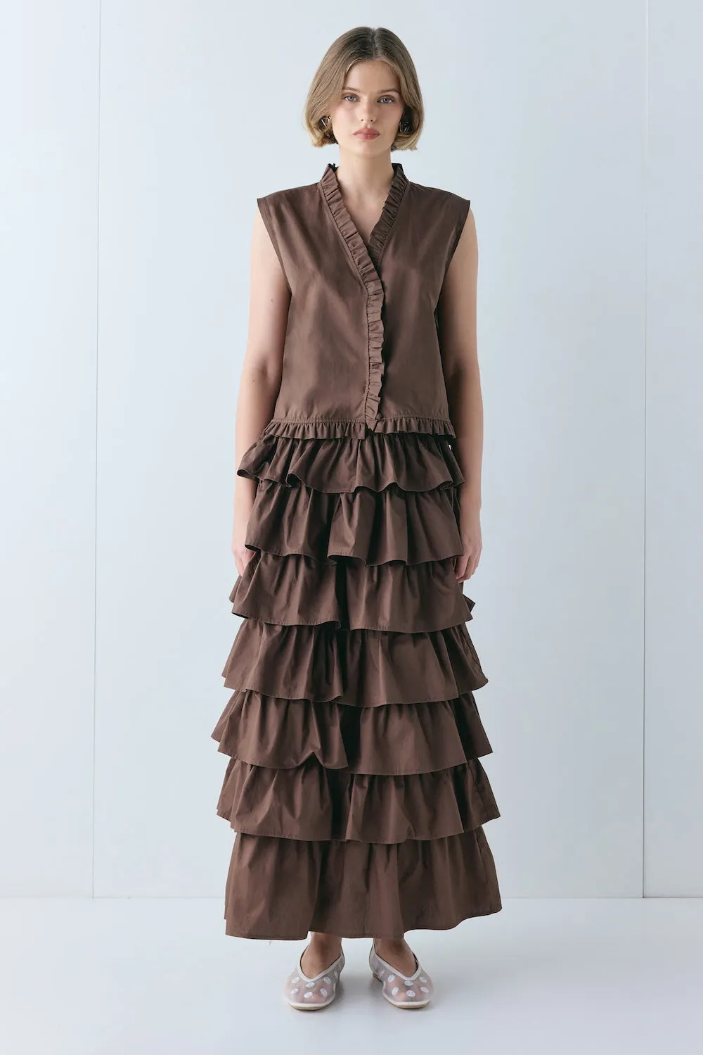 Phoebe Vest Top Chocolate sold by Verge Girl product image thumbnail 4