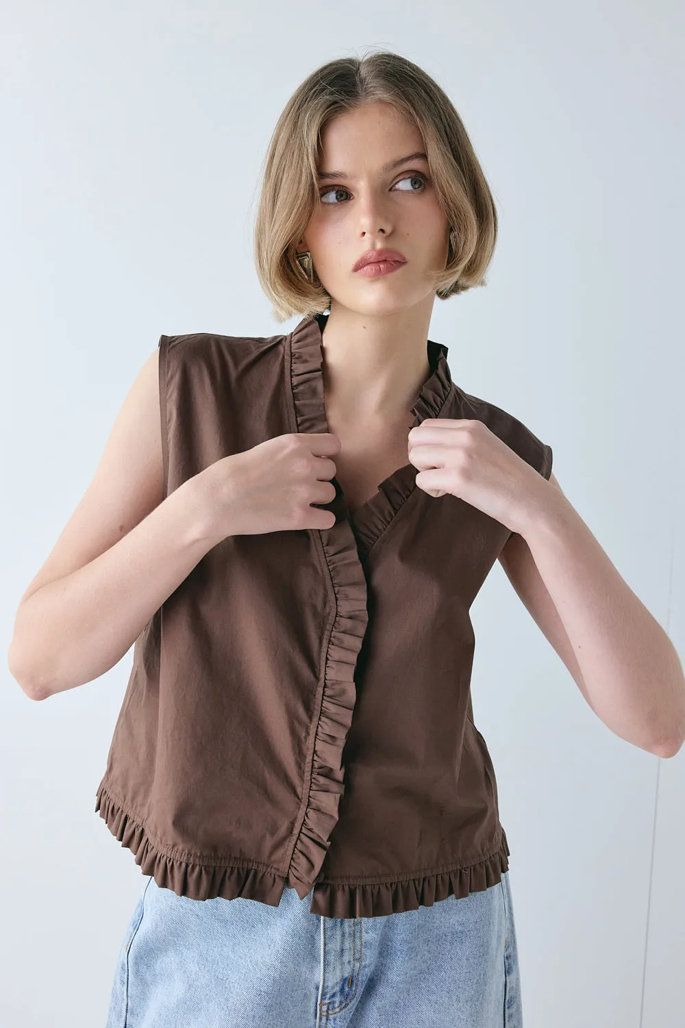 Phoebe Vest Top Chocolate sold by Verge Girl product image thumbnail 3