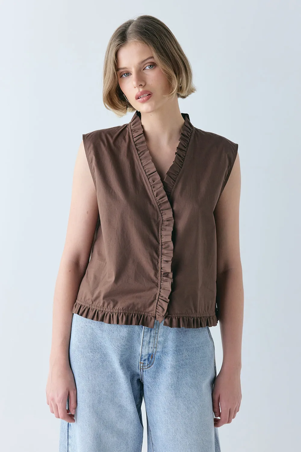 Phoebe Vest Top Chocolate sold by Verge Girl