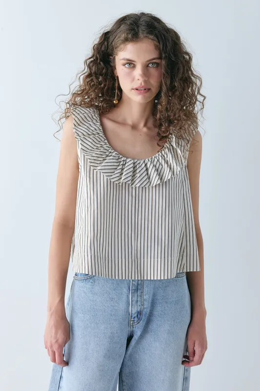 Inga Top Chocolate Stripe made by Verge Girl
