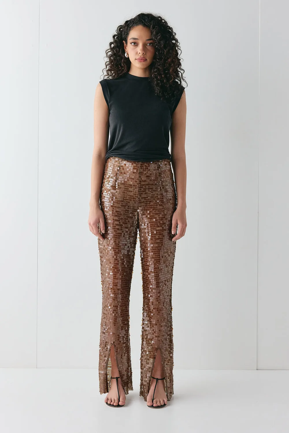 Eden Sequin Pants Brown sold by Verge Girl