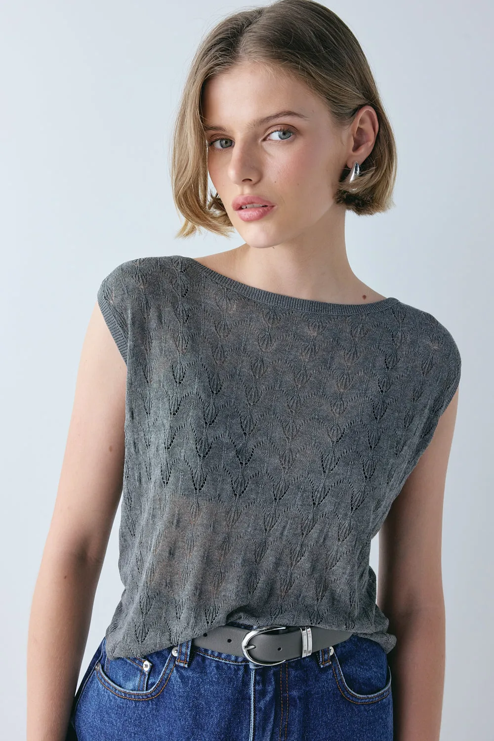 Bria Knit Top Charcoal sold by Verge Girl