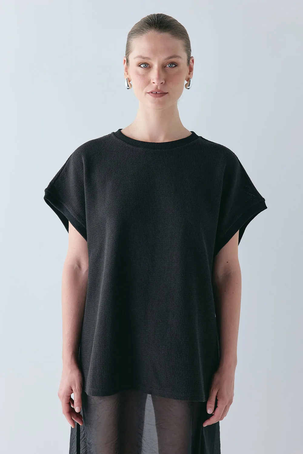 Lori Waffle Tank Black sold by Verge Girl