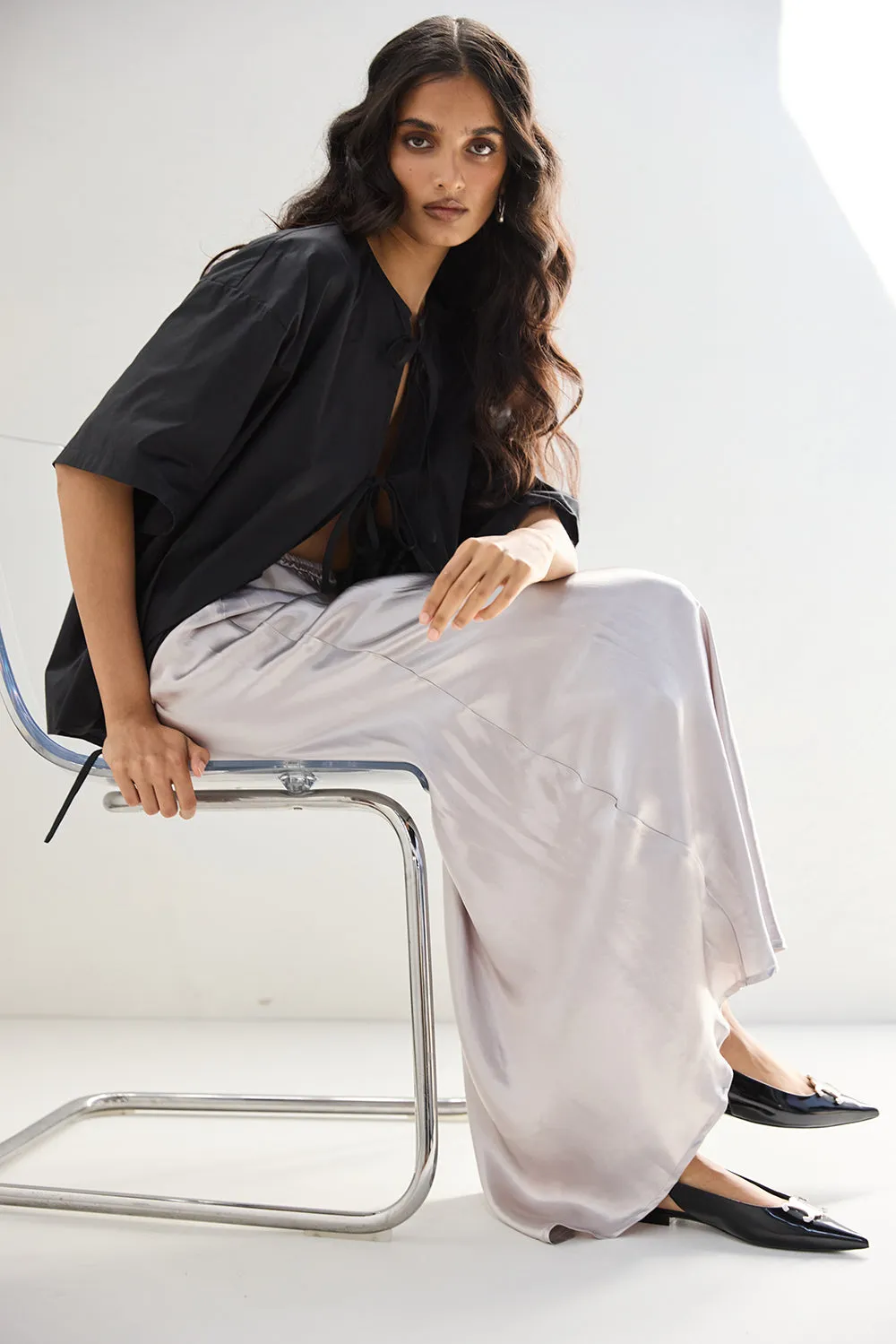 Florence Bias Cut Maxi Skirt Silver sold by Verge Girl product image thumbnail 2