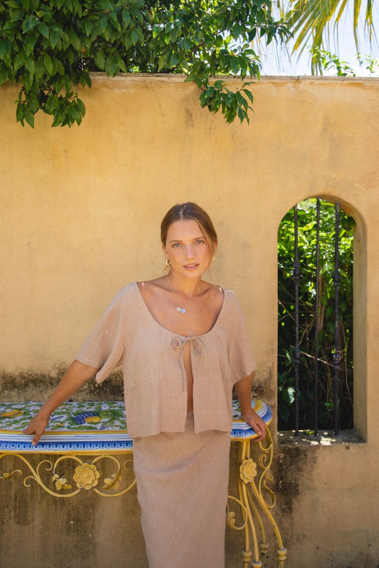 VRG GRL The Sea & I Linen Smock Top // Latte sold by Verge Girl product image thumbnail 4