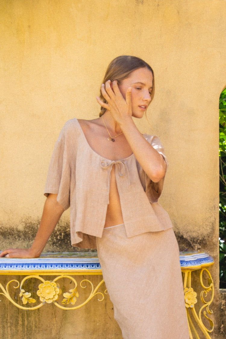 VRG GRL The Sea & I Linen Smock Top // Latte sold by Verge Girl