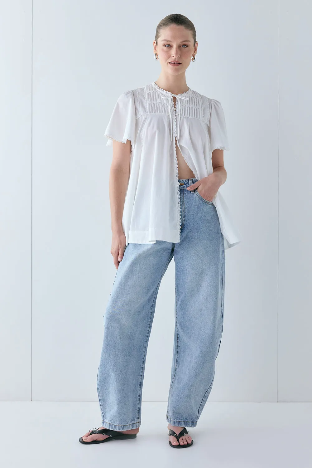 Henriette Smock Top White sold by Verge Girl