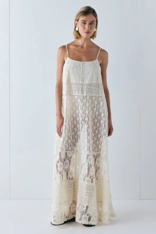 Delphine Lace Maxi Dress Cream made by Verge Girl