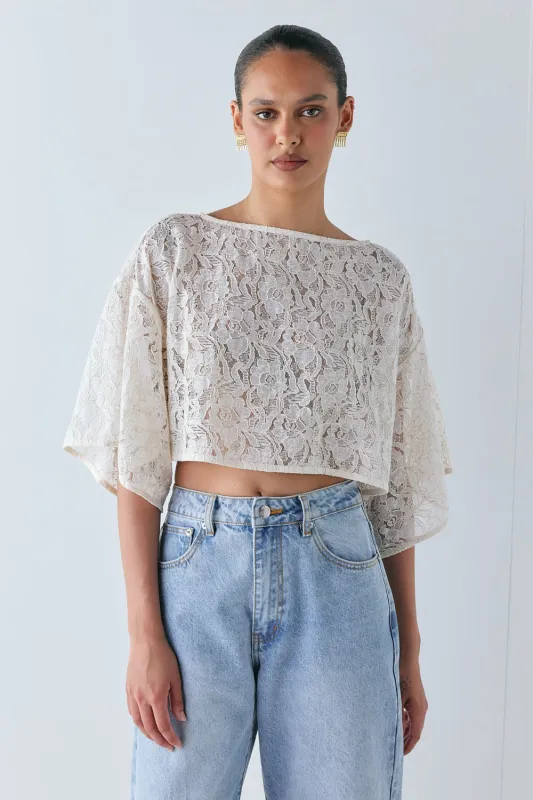 Alix Lace Top Cream sold by Verge Girl