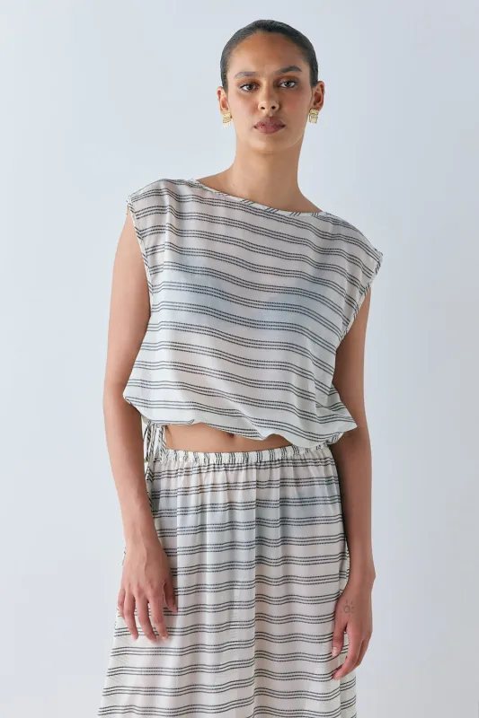 Nicola Sheer Top Stripe sold by Verge Girl