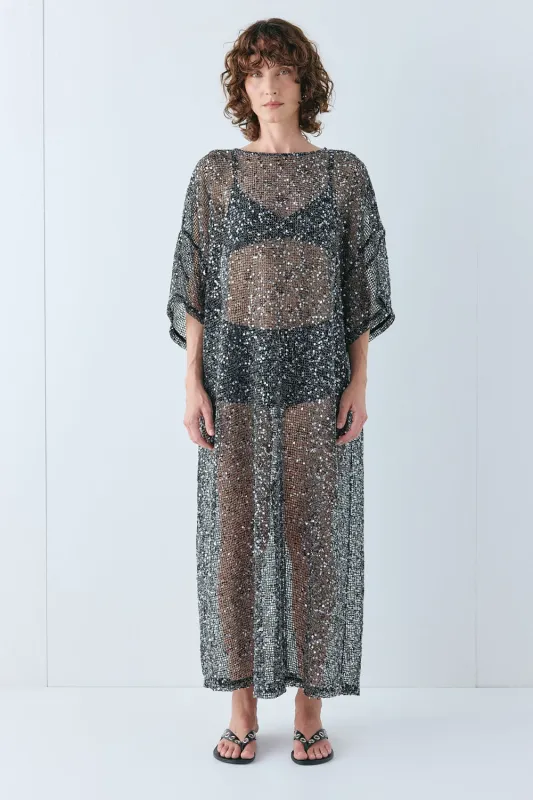 Ivette Sequin Midi Dress Black made by Verge Girl