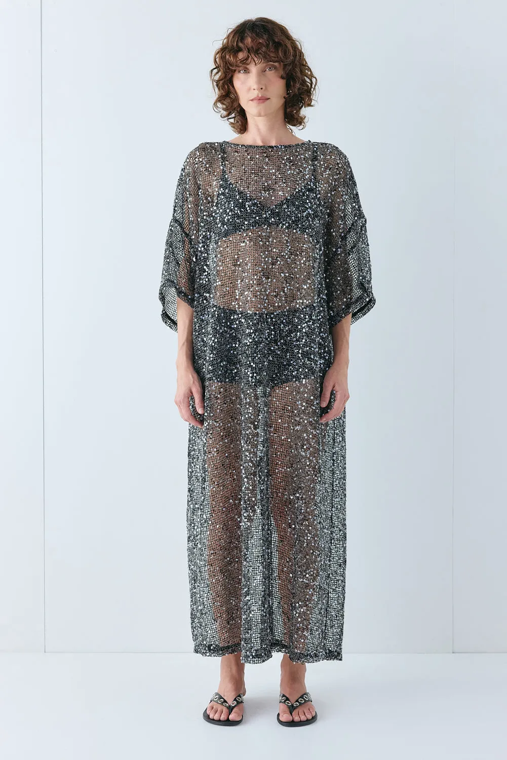 Ivette Sequin Midi Dress Black sold by Verge Girl