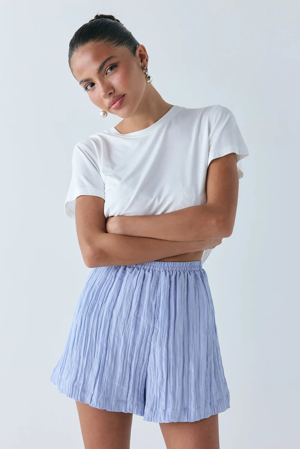 Annika Shorts Crinkle Blue sold by Verge Girl