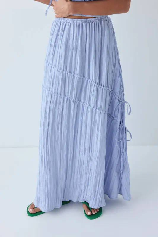 Elise Midi Skirt Crinkle Blue made by Verge Girl