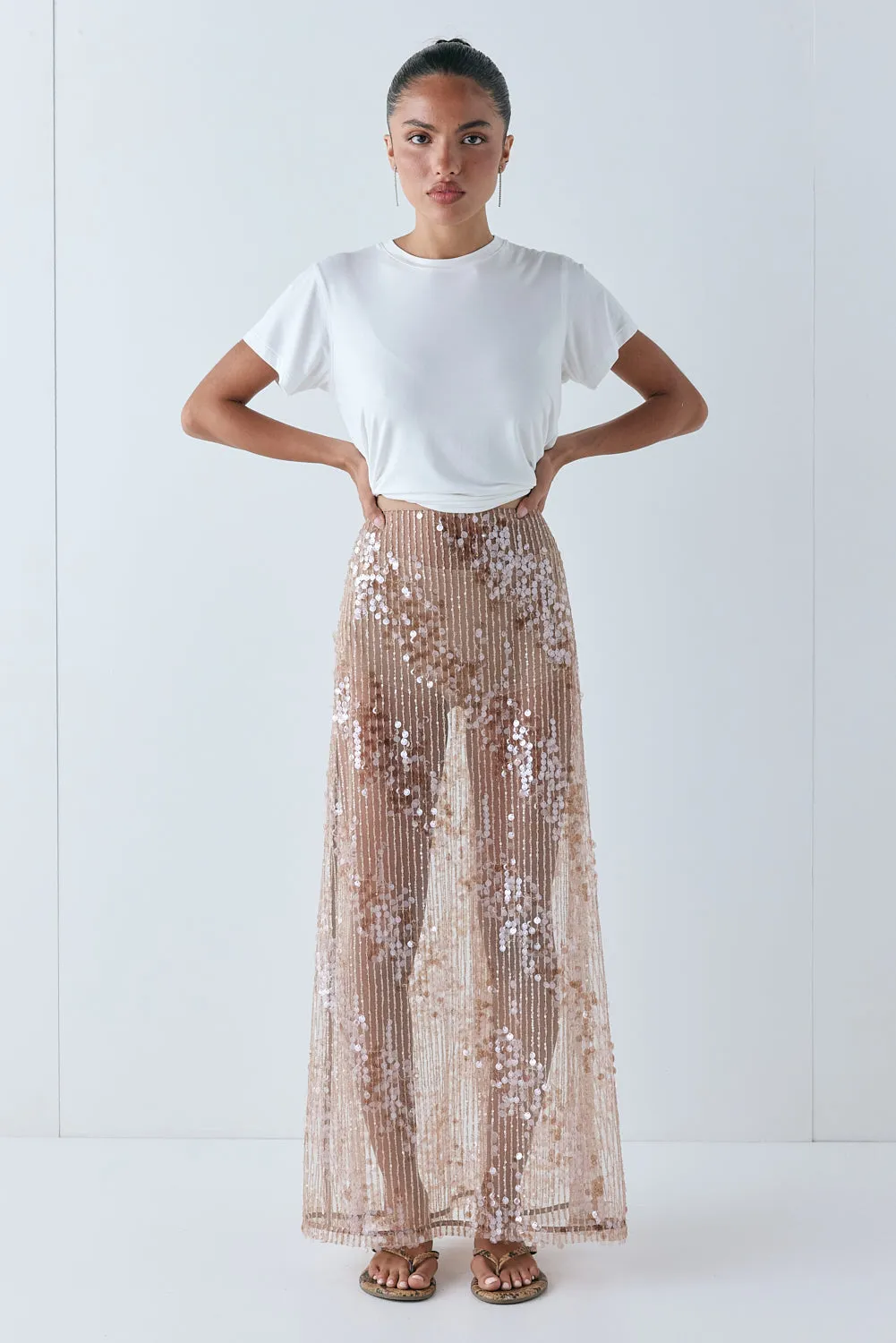 Vilma Sequin Maxi Skirt Bronze sold by Verge Girl product image thumbnail 4
