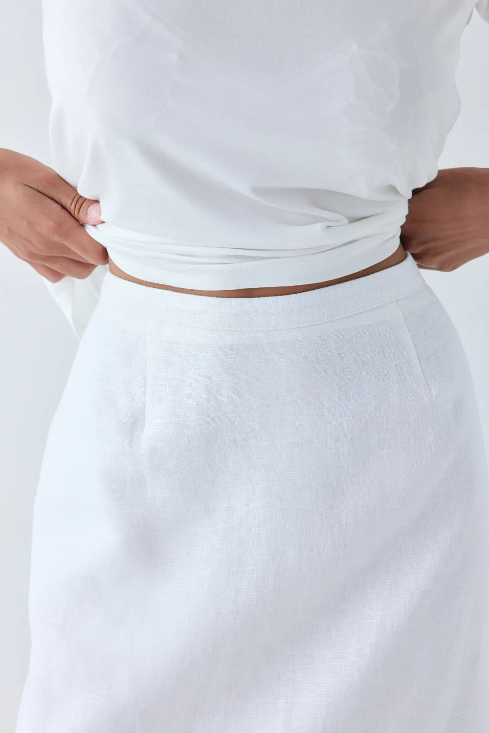 Violette Linen Midi Skirt White sold by Verge Girl product image thumbnail 5
