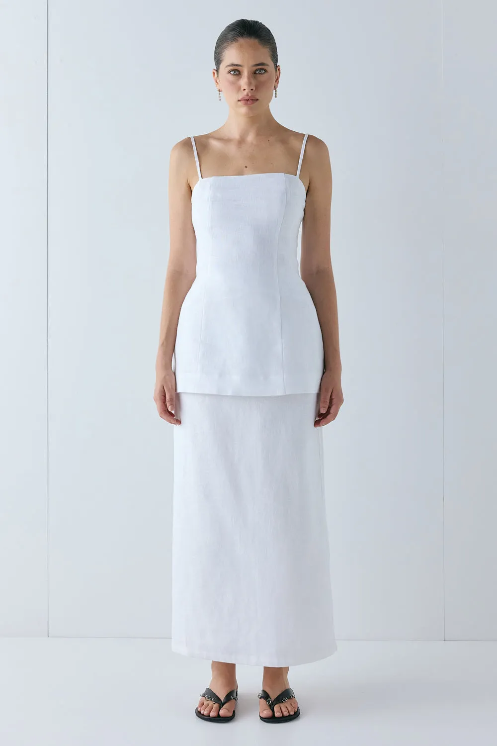 Violette Linen Midi Skirt White sold by Verge Girl product image thumbnail 2