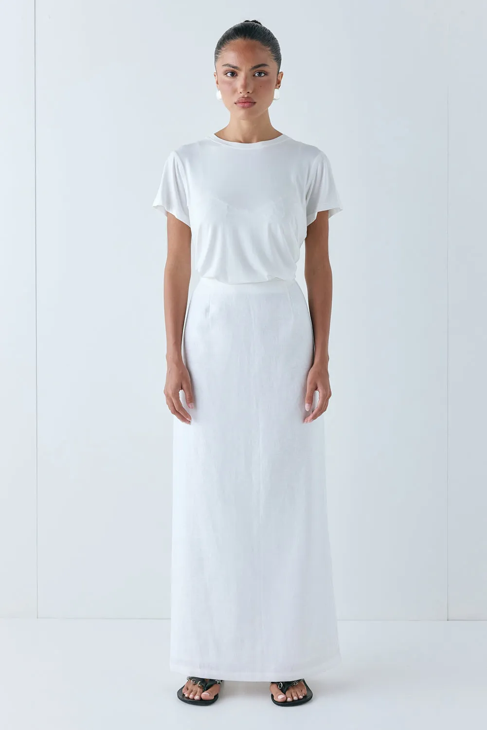 Violette Linen Midi Skirt White sold by Verge Girl product image thumbnail 3