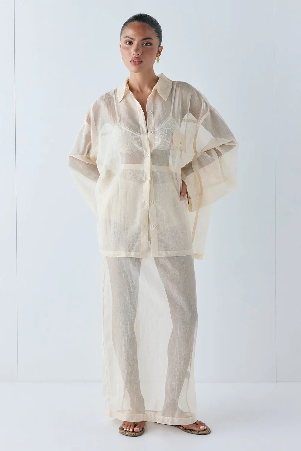 Vale Sheer Shirt Ecru sold by Verge Girl product image thumbnail 4