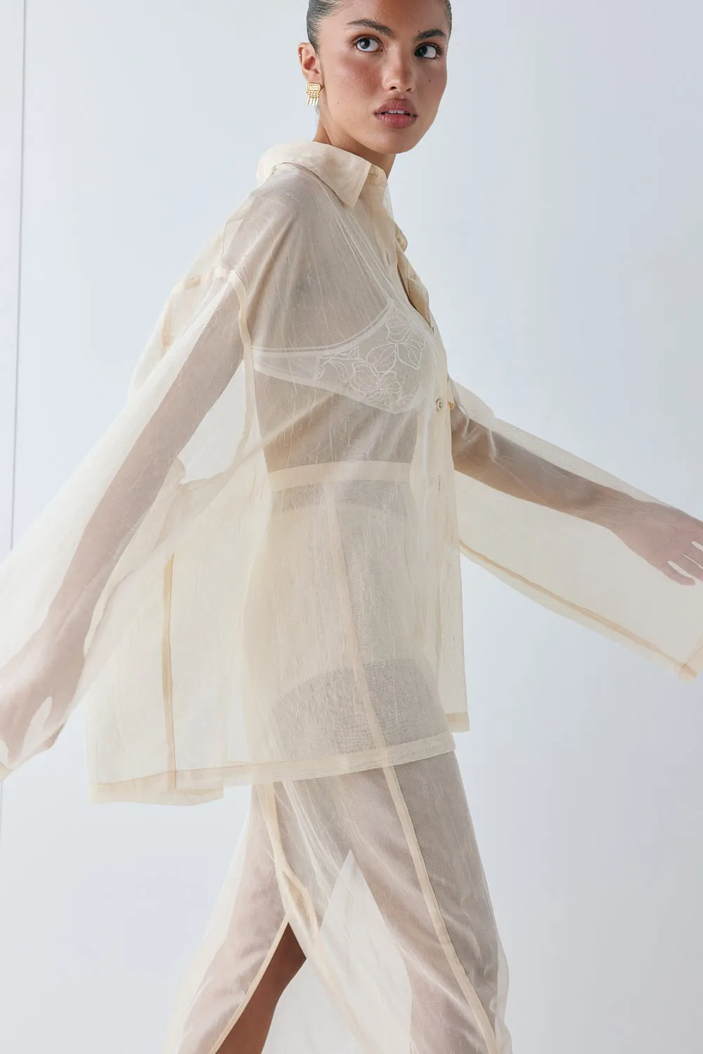 Vale Sheer Shirt Ecru sold by Verge Girl product image thumbnail 3