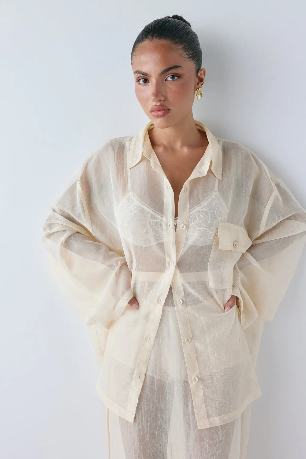 Vale Sheer Shirt Ecru sold by Verge Girl product image thumbnail 5