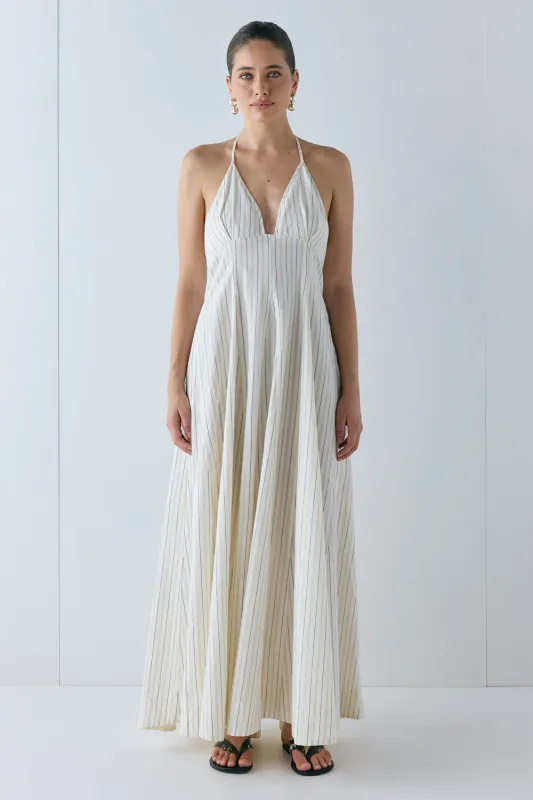 August Maxi Dress Cream Stripe made by Verge Girl