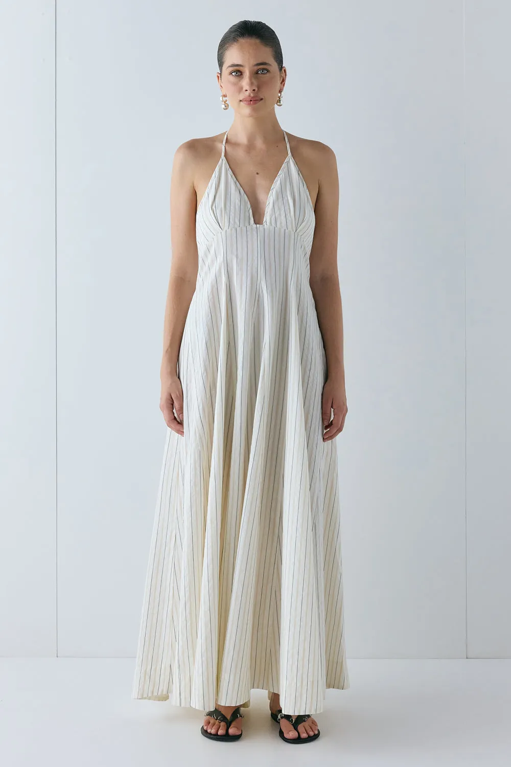 August Maxi Dress Cream Stripe sold by Verge Girl