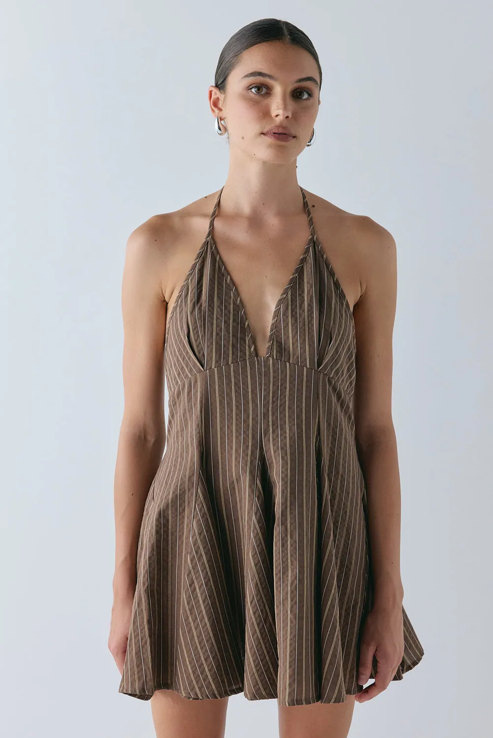 August Mini Dress Brown Stripe sold by Verge Girl product image thumbnail 3