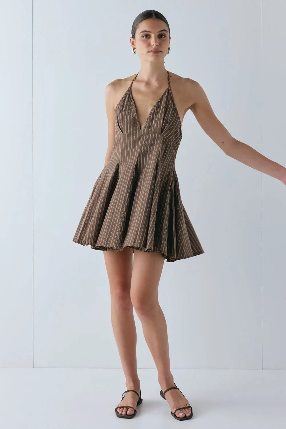 August Mini Dress Brown Stripe sold by Verge Girl product image thumbnail 5