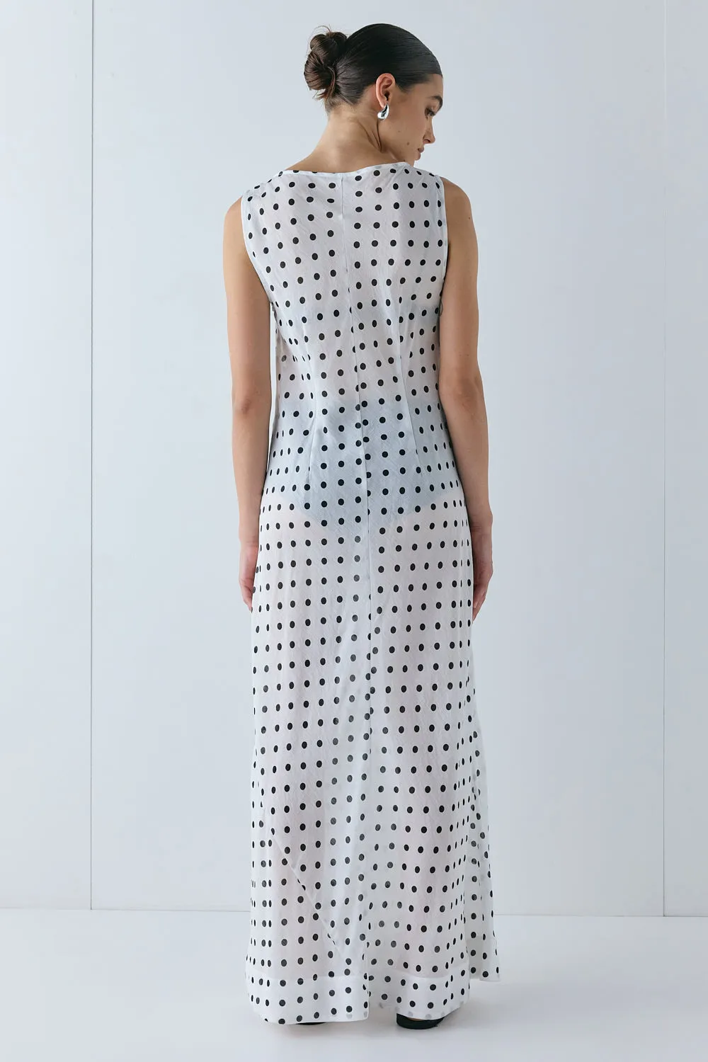 Ria Sheer Maxi Dress White Polka Dot sold by Verge Girl product image thumbnail 5