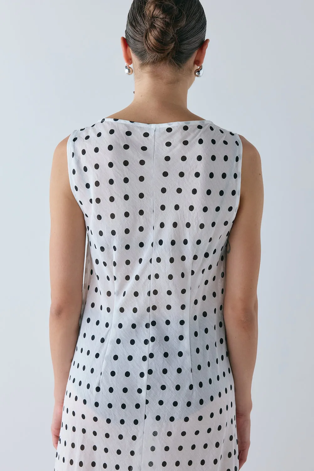 Ria Sheer Maxi Dress White Polka Dot sold by Verge Girl product image thumbnail 3