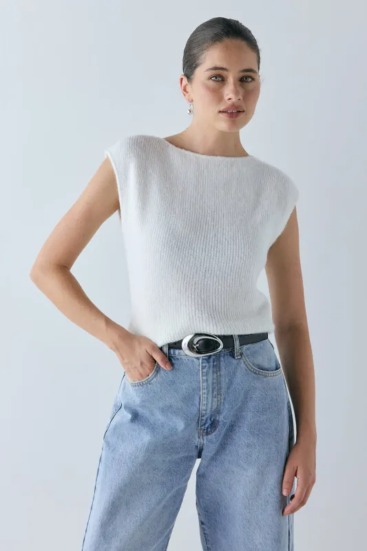 Greta Knit Top Ivory made by Verge Girl