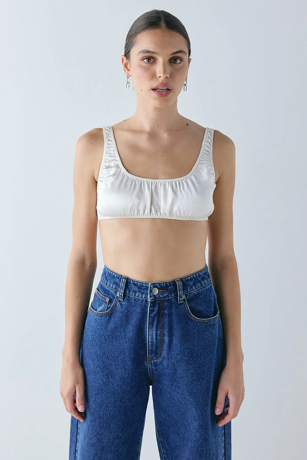 Sloane Satin Bralette Cream sold by Verge Girl