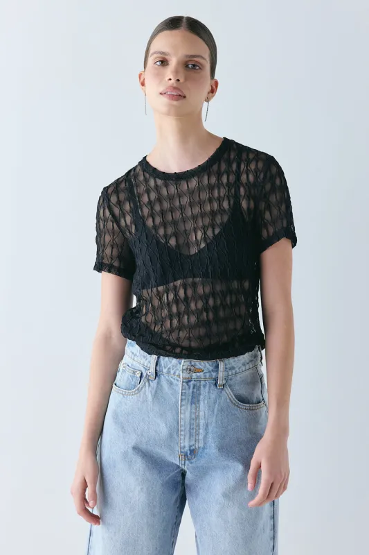 Lennox Mesh Tee Black made by Verge Girl