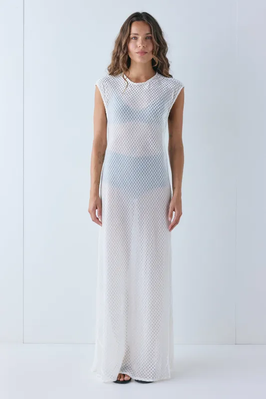 Grace Sheer Maxi Dress White made by Verge Girl