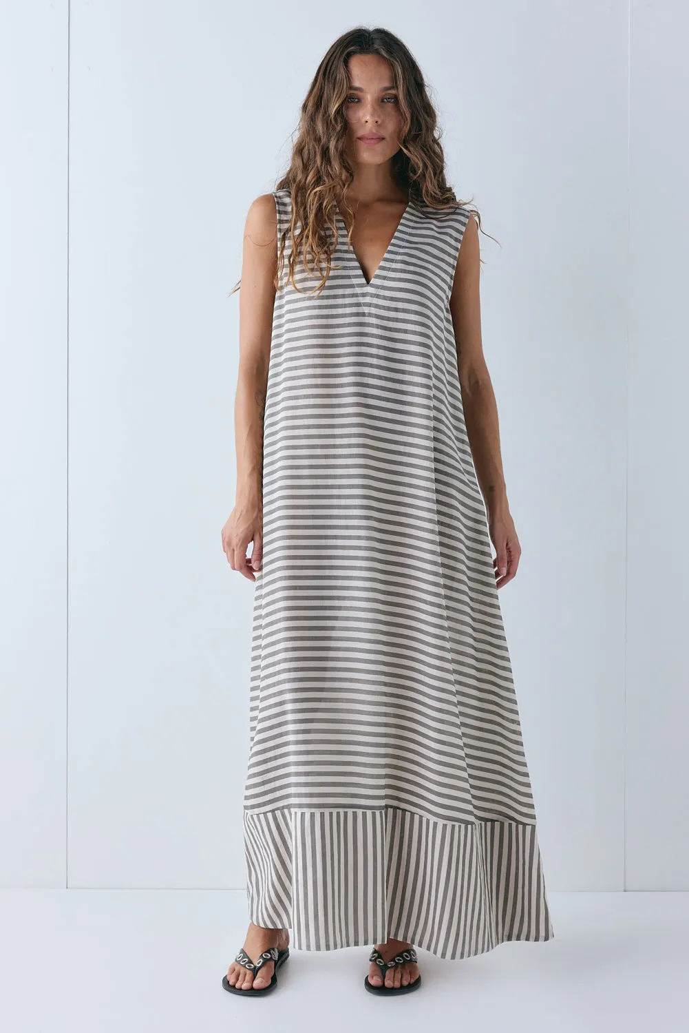 Colette Maxi Dress Grey Stripe sold by Verge Girl product image thumbnail 4