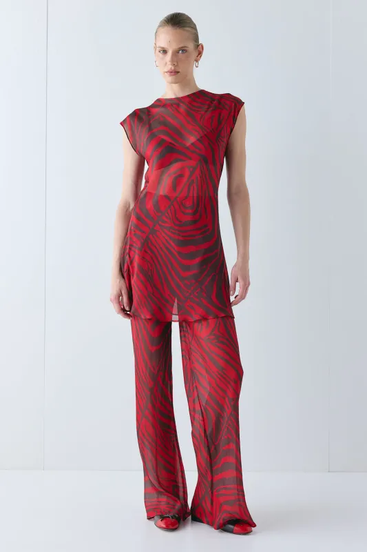 Ames Sheer Mini Dress Red Zebra made by Verge Girl