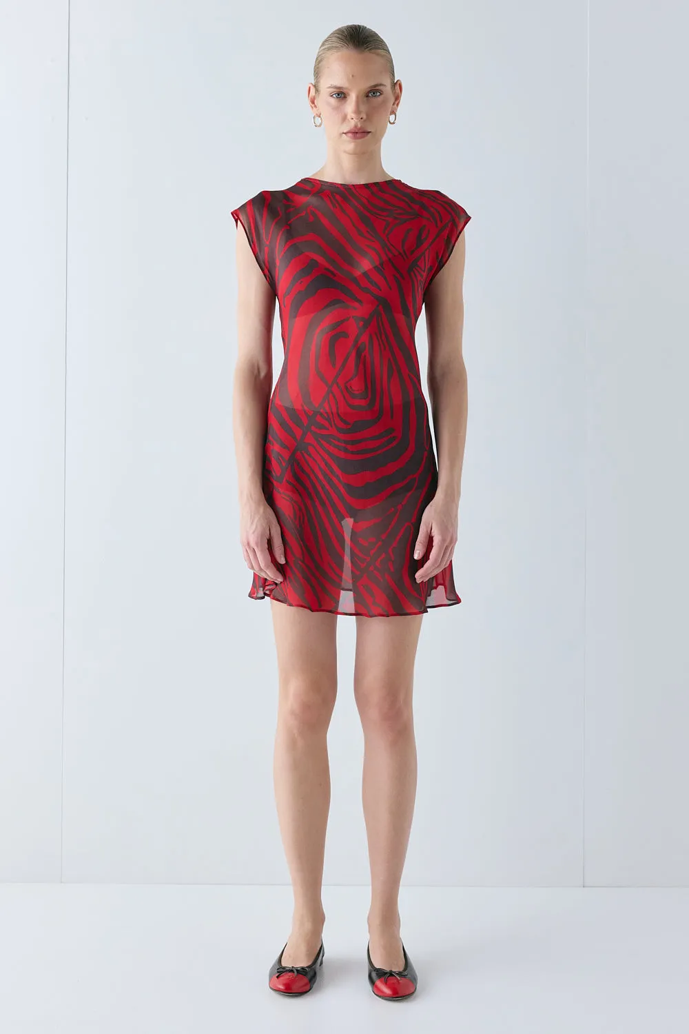 Ames Sheer Mini Dress Red Zebra sold by Verge Girl product image thumbnail 3