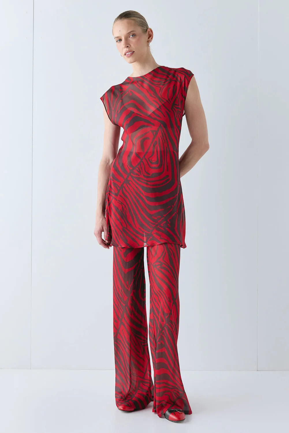 Ames Sheer Mini Dress Red Zebra sold by Verge Girl product image thumbnail 5