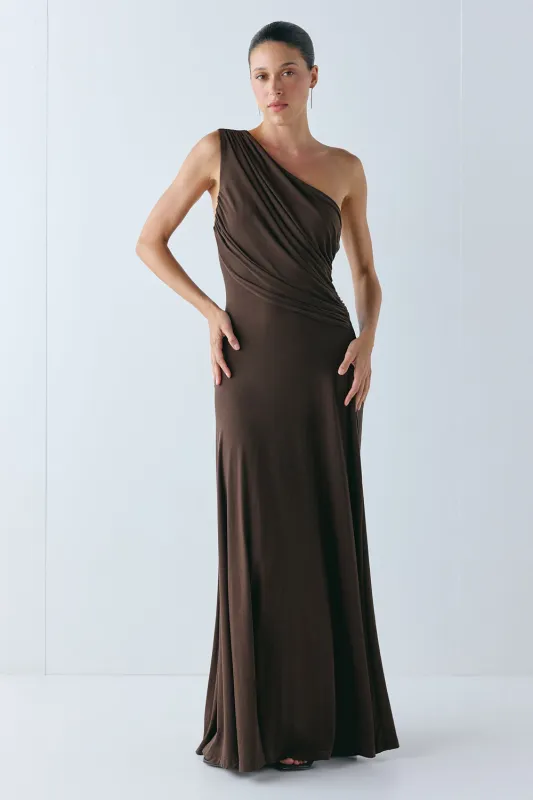 Marion Maxi Dress Chocolate made by Verge Girl