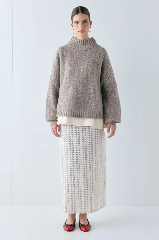 Frances Knit Jumper Taupe Marle made by Verge Girl