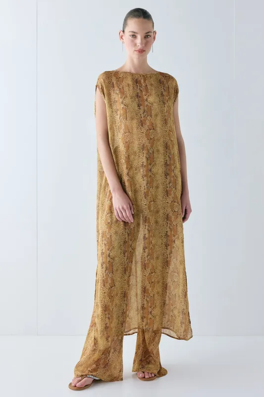 Solaire Sheer Maxi Dress Snake made by Verge Girl